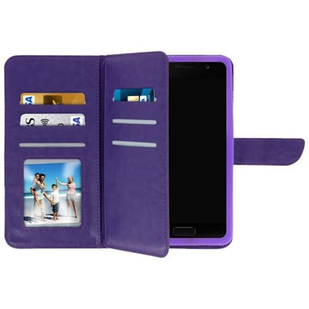 Universel Pung Cover - AVIZAR - Lilla - Øko-læder - 6 Kortpladser - Blød