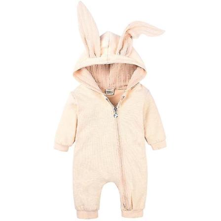 Baby Romper Kanin Kaninøre Hette Jumpsuit Glidelås En Del Pyjamas Gul 12 18 Måneder