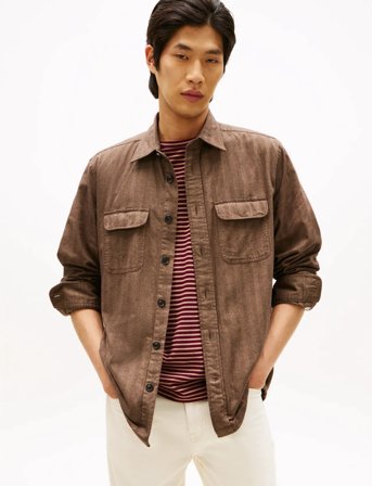 Tommy Hilfiger Herringbone Rlx Shirt Set A 1/2 - Brown - S