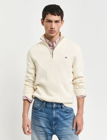 GANT Casual Cotton Half Zip - White - XL