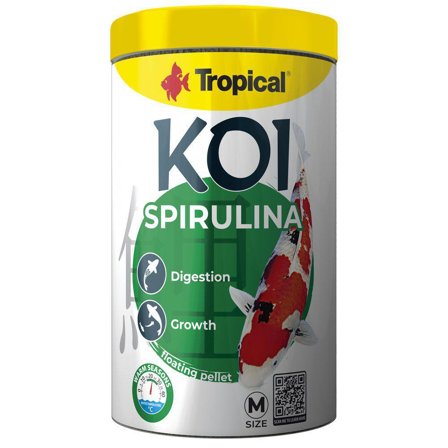 Tropical Koi Spirulina Pellet Fiskefôr M - 1L