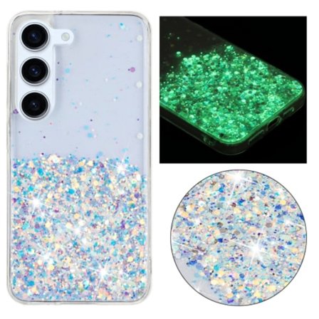 Samsung Galaxy S24 5G Skal Transparent Ram Noctilucent Glitter Pulver TPU