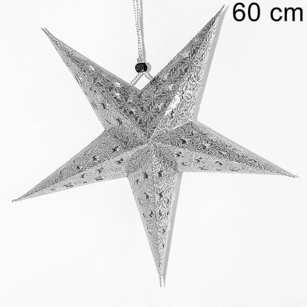 Julgranstjärna Tredimensionell femuddig stjärna, används för julgransdekoration inomhusfest Hemdekoration (guld 60 cm)