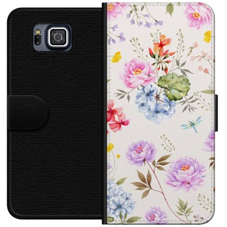 Kompatibelt Plånboksfodral till Samsung Samsung Galaxy Alpha Floralt mönster med handmålade blommor, fjärilar och insekter i romantisk skandinavis