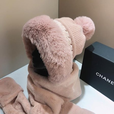 Sjal hansker hatt myk polstret sjal kvinner vinter utendørs varme (rose) Strikket lue dame vinter varm lue lue hansker og skjerf sett