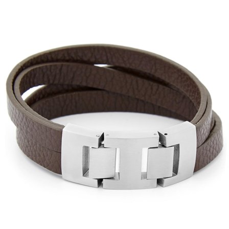 Bracelet en cuir brun "Renouveau Urbain" pour hommes - Bracelets en cuir