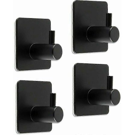 Selvklebende Krok, Selvklebende Krok i Rustfritt Stål, 8 kg Maks Baderomsveggkrok, 304 Rustfritt Stål Selvklebende Håndklekroker Svart Håndkleholder 