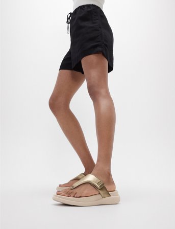 FitFlop F-Mode Go Adjustable Flatform Toe-Post Sandals - Beige - 41