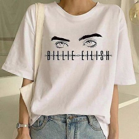 Streetwear Hip Hop Billie Eilish T-shirt Harajuku Casual O-hals Kortærmet Herre Dame T-shirt Sublimering hvid