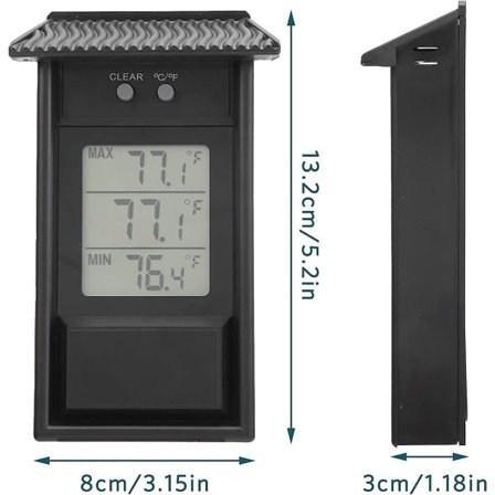 Växthustermometer, Max Min Digital Väggtermometer, Vattentät utomhustermometer för Inomhus Utomhus Hem Trädgård Växthus (FMY)