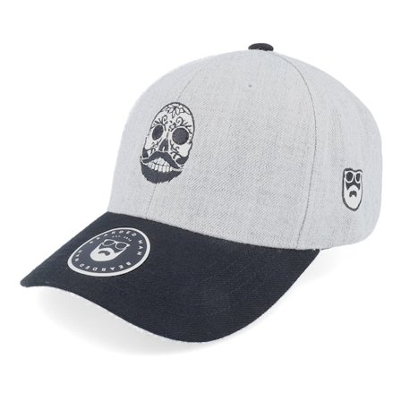 Bearded Man - Grå adjustable Kasket - Bearded Calaveras Scull Grey/Black Snapback @ Hatstore