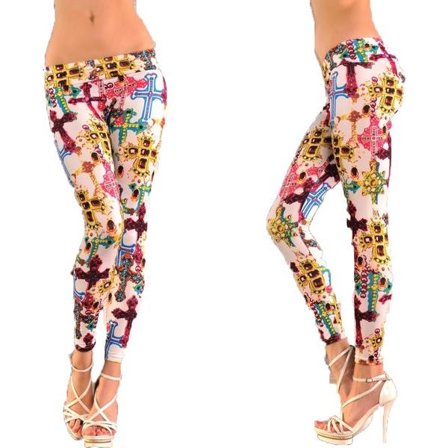 Mjuka byxor med resår i midjan med färgglada mönster