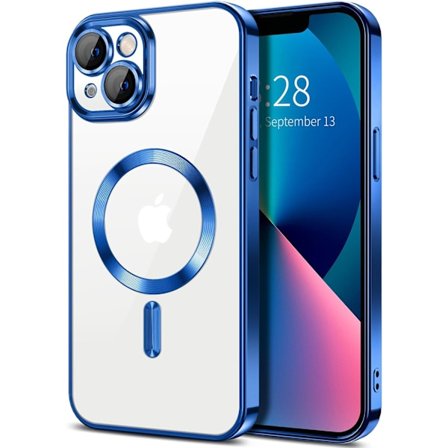 iPhone 15 PLUS Cover – Metallic Cover med Magnetisk Kompatibilitet, Slankt Design - Blå