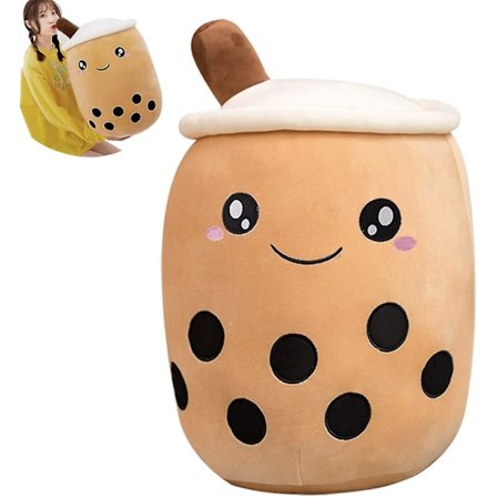 9,8" Boba Tea Plysch Gosedjur Brun Bubble Tea Bubble Plysch Kudde Hem Mjuk Kastkudde Present (Brun, 9,8")
