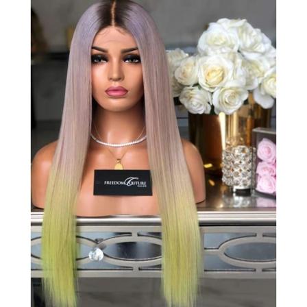 Naisten peruukki, kolmivärinen gradientti, keskipitkät suorat hiukset W319