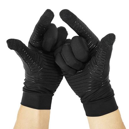 Kompressiohanskat urheilupalautumiseen Unisex liukumattomat puolisormihanskat Black Touch Screen L