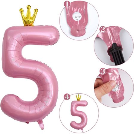 5 rosa 42 tommers digitale ballonger for bursdagsdekorasjon