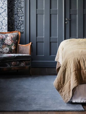 Einfarbig Klein Handloom Premium Teppich - Blau 140X200 Wolle