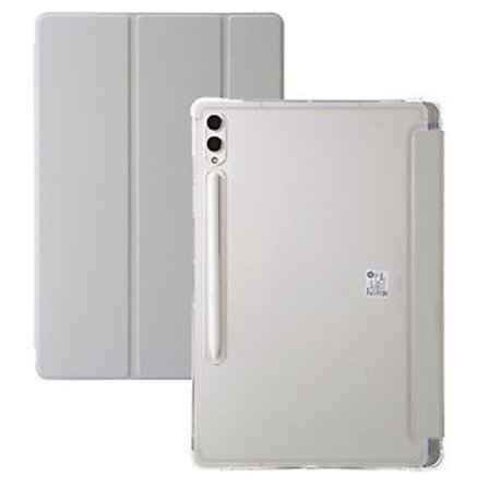 3-Facks Skyddande Akryl Läderfodral för Samsung Galaxy Tab S9 Ultra/S8 Ultra (Grå)