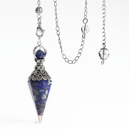 6 Facet Hexagonal Point Pendant Pendel Dowsing Balansering Spirituell Harts Resin Edelsten Kristall Ametist Pendel Halsband(Blå)