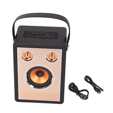 Ladattava kannettava Bluetooth-kaiutin muistikortilla AUX-kahvalla Retro langaton musta vientiversio