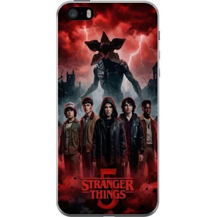 Kompatibel Mobilcover til Apple iPhone SE (2016) Mørk Stranger Things-inspireret fantasyillustration med torden, dramatisk himmel og intens uhyggelig