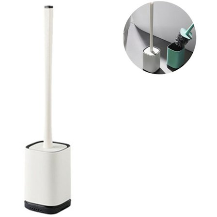 Silikon Toiletbørste Sæt Toilet Skål Rengøringsbørste Sæt TPR Blød Børste Toilet Børste til Badeværelse, Kontor, Skole og Supermarked, Hvid?