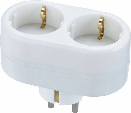 DOBBELTSTØPSEL 2-VEIS HVIT MED JORD