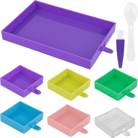 9 Pakke Diamantmaleri Perlebrett Plast Perlesorteringsbrett Organizer Oppbevaringsbeholdere for Rhinestones Perler DIY Håndverksverktøy
