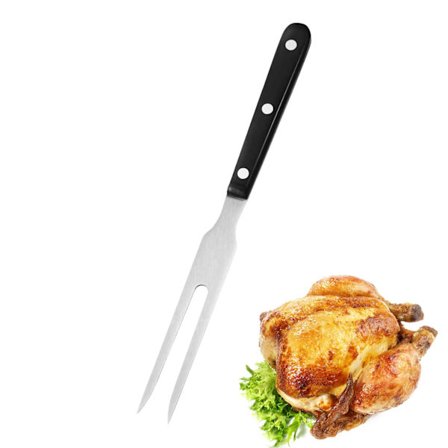 Udskæringsgaffel i rustfrit stål med langt håndtag - til kød, grill, svinekød, kylling, oksekød, kalkun, stege og middag