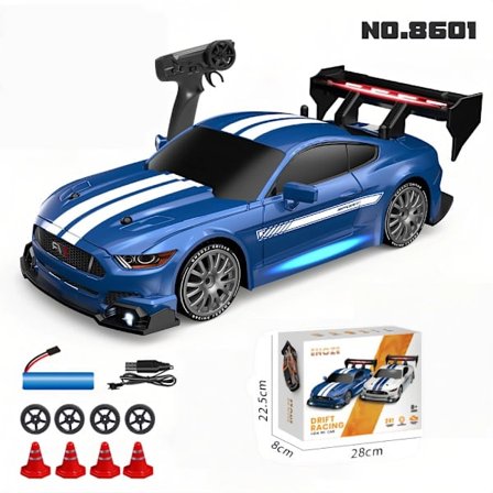 1:24 Skala RC Driftingbil AE86 Professionell RC Höghastighets Racing Sport Leksaksbil med LED-ljus, Racingbil och Drift Däck 8602 - Blå
