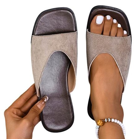 Neliökärkiset avokärkiset sandaalit, leopardikuvio, kevyet, helposti jalkaan sujautettavat tohvelit juhliin/lomalle/arkikäyttöön