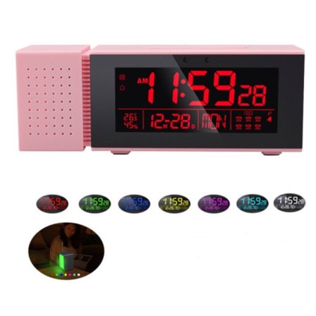 TS-P30 Multifunktionell nattlampa larm digital klocka med FM-radio & temperatur / fuktighetsdisplay & IR-sensorfunktion (rosa)
