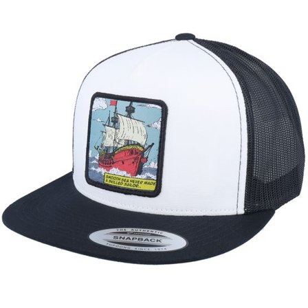 Jack Anchor - Vit trucker Keps - Smooth Sea Never Made A Skilled Sailor Black Trucker @ Hatstore