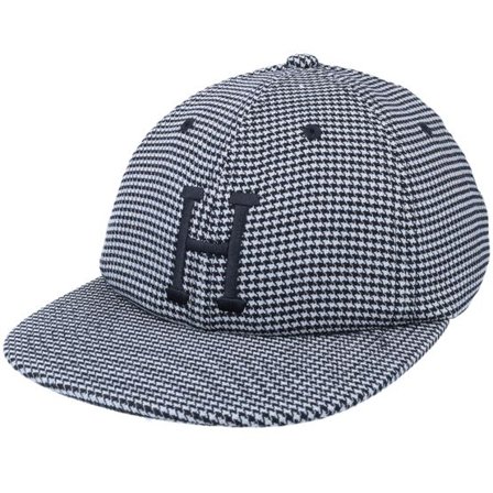 HUF - Grå snapback Keps - Classic H Houndstooth 6 Panel Black Strapback @ Hatstore