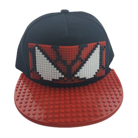 Ny Spiderman Hip Hop Hat DIY Flat Edge Pixel Puzzle Byggeklodser Børnehat Maxi Mønster Hat