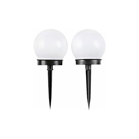 2 stk. Udendørs Solcelle-Kugler 30 cm Runde Kuglebobler Lys Græslys