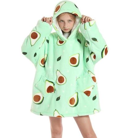 kid filt hettegenser Varm myk fleece Oversized hette One Size E