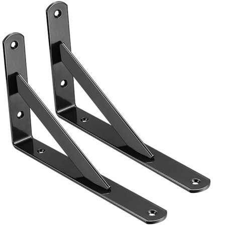 vägg hylla, 90 graders vinkel triangulär väggfäste (200*125*25mm, svart)