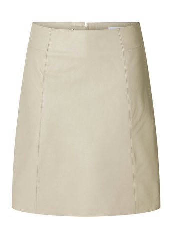 Slfnew Ibi Mw Leather Skirt B Noos Cream Selected