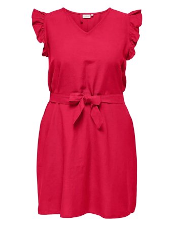 Carjupiter Life S/L Frill Abk Dress Wvn Red ONLY Carmakoma