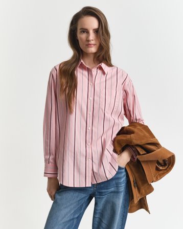 GANT Damen Regular Fit Classic Popeline Bluse mit Streifen (34) Rosa