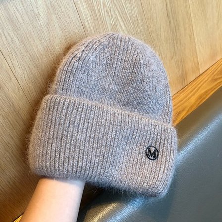 Ny mångsidig tjock varm mössa för höst och vinter, bokstavsstickad mössa, kvinnors öronskydd, vit stickad mössa