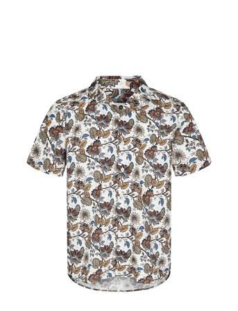 Akleo S/S Poplin Aop-Gots Kortermet Skjorte Brun Anerkjendt*Betinget Tilbud