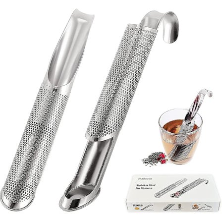 Tesil 2-pack, rostfritt stål finmaskigt tesil för löst te, lätt att bära och rengöra, kan hängas i C