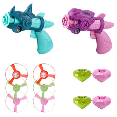 Lysende Top Snurrende Disk Legetøjspistol, Sjovt Udendørs Flyvelegetøj til