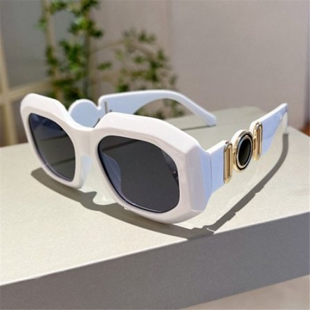 Hvite oversized solbriller for menn og kvinner