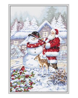 Broderikit Billede Snemand & Nisse - LetiStitch