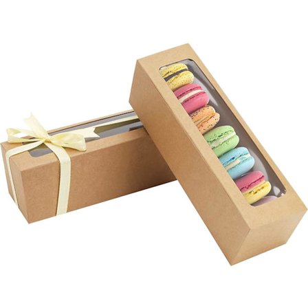 25-pack Macaronlåda med transparent fönster Macaronlådor med band för förpackning Passar 6 Macaron
