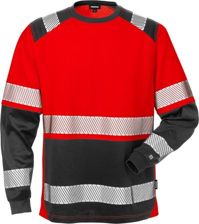 Fristads Herr Varsel långärmad T-shirt 7457 THV, klass 2, Varsel Röd/Svart